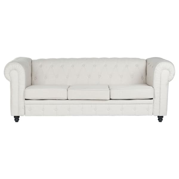 Sofa DKD Home Decor Hvid Brun Flødefarvet Træ 209 x 84 x 76 cm
