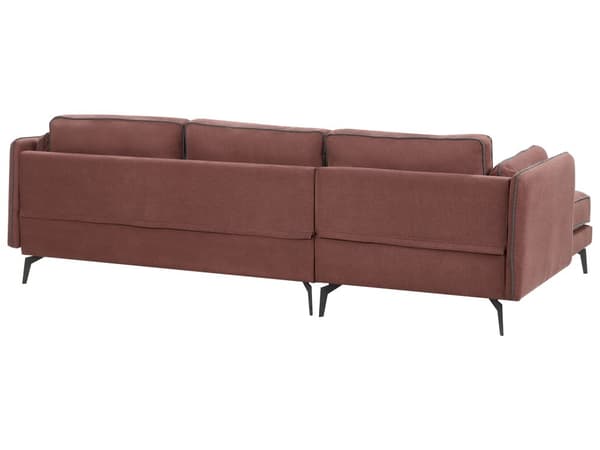 Hörnsoffa Höger Vinröd Klädsel Polyester Metallben Sittdynor Ryggstöd Dekorativa Prydnadskuddar Modern Design Vardagsrum