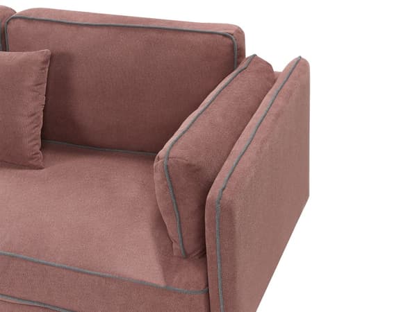 Hörnsoffa Höger Vinröd Klädsel Polyester Metallben Sittdynor Ryggstöd Dekorativa Prydnadskuddar Modern Design Vardagsrum