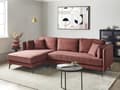 Miniatyrbild 2 av 10: Hörnsoffa Höger Vinröd Klädsel Polyester Metallben Sittdynor Ryggstöd Dekorativa Prydnadskuddar Modern Design Vardagsrum