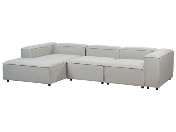 Modulær Høyre Sofa Lysegrå Stoff 4-seters Hjørneseksjonssofa med Svarte Ben Moderne Stue