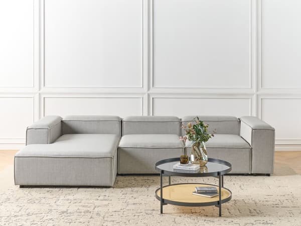 Modulær Høyre Sofa Lysegrå Stoff 4-seters Hjørneseksjonssofa med Svarte Ben Moderne Stue