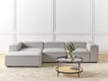 Miniatyrbilde 2 av 11: Modulær Høyre Sofa Lysegrå Stoff 4-seters Hjørneseksjonssofa med Svarte Ben Moderne Stue
