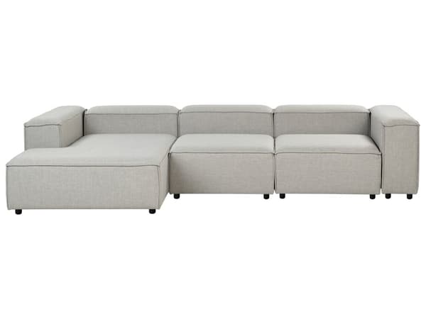 Modulær Høyre Sofa Lysegrå Stoff 4-seters Hjørneseksjonssofa med Svarte Ben Moderne Stue