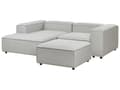 Miniatyrbilde 4 av 11: Modulær Hjørnesofa Lysegrå Stoff 3-seter Høyrevendt Fotskammel Svarte ben Moderne design Stue Modulsofa