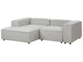 Miniatyrbilde 5 av 11: Modulær Hjørnesofa Lysegrå Stoff 3-seter Høyrevendt Fotskammel Svarte ben Moderne design Stue Modulsofa