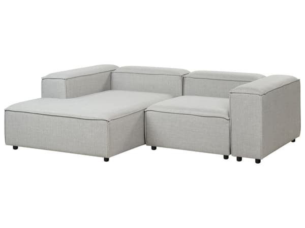 Modulær Hjørnesofa Lysegrå Stoff 3-seter Høyrevendt Fotskammel Svarte ben Moderne design Stue Modulsofa