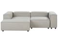 Miniatyrbilde 6 av 11: Modulær Hjørnesofa Lysegrå Stoff 3-seter Høyrevendt Fotskammel Svarte ben Moderne design Stue Modulsofa