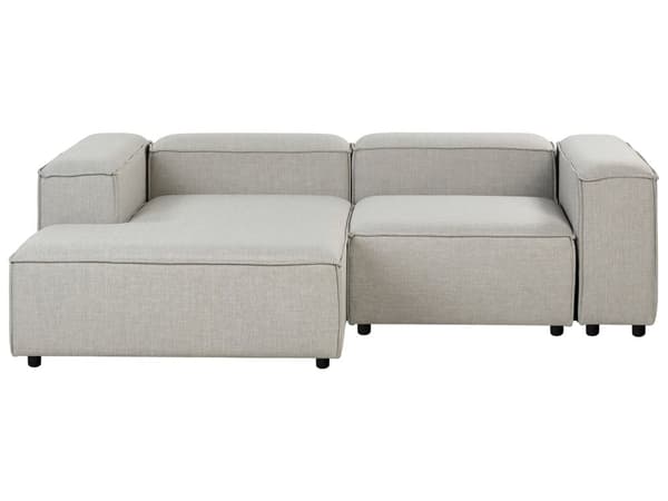 Modulær Hjørnesofa Lysegrå Stoff 3-seter Høyrevendt Fotskammel Svarte ben Moderne design Stue Modulsofa