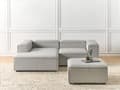 Miniatyrbilde 2 av 11: Modulær Hjørnesofa Lysegrå Stoff 3-seter Høyrevendt Fotskammel Svarte ben Moderne design Stue Modulsofa