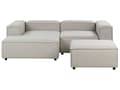 Miniatyrbilde 1 av 11: Modulær Hjørnesofa Lysegrå Stoff 3-seter Høyrevendt Fotskammel Svarte ben Moderne design Stue Modulsofa