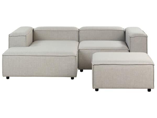 Modulær Hjørnesofa Lysegrå Stoff 3-seter Høyrevendt Fotskammel Svarte ben Moderne design Stue Modulsofa