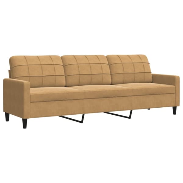 3-sitssoffa brun 210 cm sammet