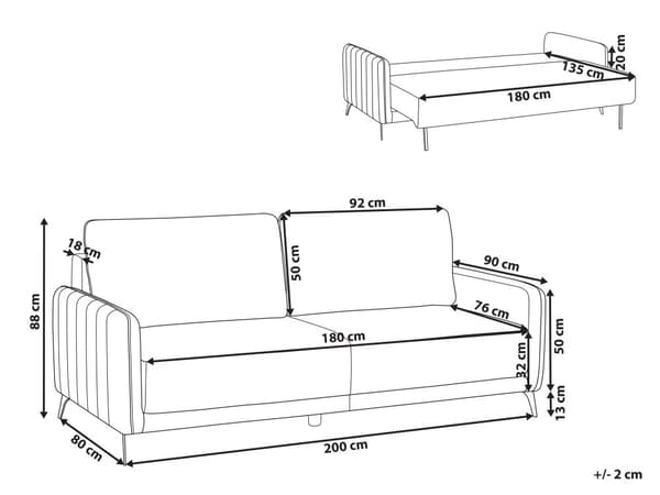 Bäddsoffa Vit Bouclé Stoppad 3-sits Utdragbar Säng Metallben Minimalistisk Sovfunktion