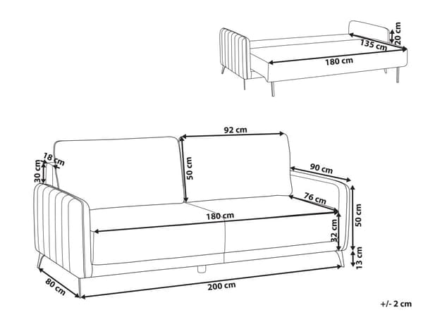 Sovesofa Hvit Bouclé 3-seter Metallben Uttrekkbar seng Minimalistisk og skandinavisk stil