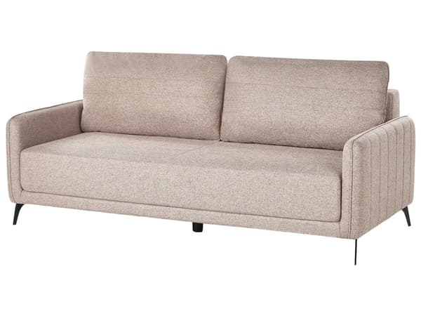 Sovesofa Lysebrun Polyesterstoff 3-seter Metallben Uttrekkbar seng Minimalistisk og skandinavisk stil