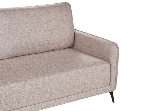 Sovesofa Lysebrun Polyesterstoff 3-seter Metallben Uttrekkbar seng Minimalistisk og skandinavisk stil