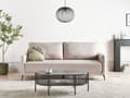 Miniatyrbilde 2 av 11: Sovesofa Lysebrun Polyesterstoff 3-seter Metallben Uttrekkbar seng Minimalistisk og skandinavisk stil