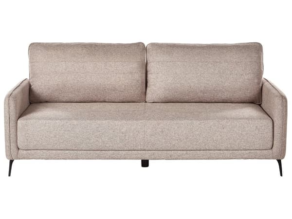 Sovesofa Lysebrun Polyesterstoff 3-seter Metallben Uttrekkbar seng Minimalistisk og skandinavisk stil