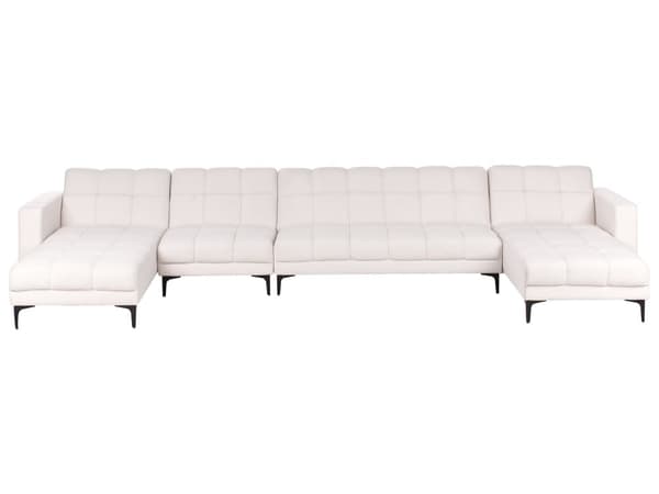 Bäddsoffa Vit Bouclé 6-sits Lutande Fällbart Ryggstöd 3 positioner Modern Stil Vardagsrum Sovrum