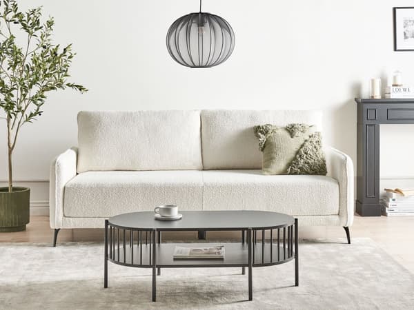 Sovesofa Off White Boucle 3 Personers Moderne Blød Sofa Sofaseng Tre Personers Designsofa Praktisk Splitback Stofsofa God Liggekomfort