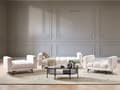 Miniatyrbilde 4 av 11: 5-seters sittegruppe Hvit Bouclé 3-seters sofa 2 lenestoler Justerbart rygglene med 3 stillinger Klikk-klakk-mekanisme Moderne design