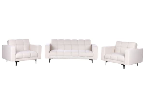 5-seters sittegruppe Hvit Bouclé 3-seters sofa 2 lenestoler Justerbart rygglene med 3 stillinger Klikk-klakk-mekanisme Moderne design
