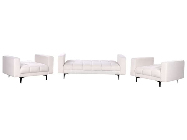 5-seters sittegruppe Hvit Bouclé 3-seters sofa 2 lenestoler Justerbart rygglene med 3 stillinger Klikk-klakk-mekanisme Moderne design