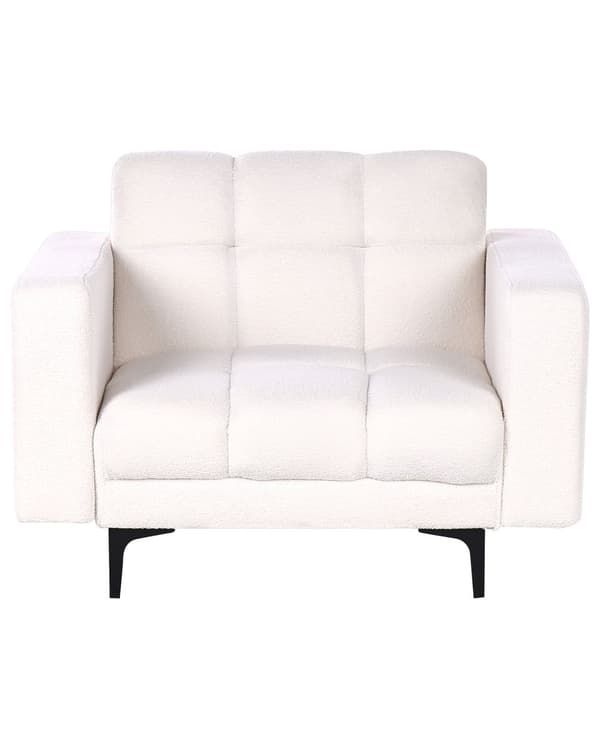 5-seters sittegruppe Hvit Bouclé 3-seters sofa 2 lenestoler Justerbart rygglene med 3 stillinger Klikk-klakk-mekanisme Moderne design