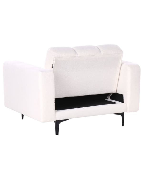 5-seters sittegruppe Hvit Bouclé 3-seters sofa 2 lenestoler Justerbart rygglene med 3 stillinger Klikk-klakk-mekanisme Moderne design