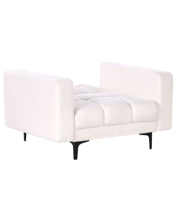 5-seters sittegruppe Hvit Bouclé 3-seters sofa 2 lenestoler Justerbart rygglene med 3 stillinger Klikk-klakk-mekanisme Moderne design