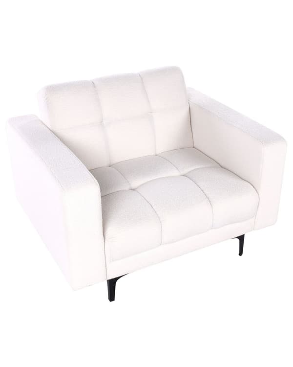 5-seters sittegruppe Hvit Bouclé 3-seters sofa 2 lenestoler Justerbart rygglene med 3 stillinger Klikk-klakk-mekanisme Moderne design