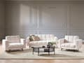Miniatyrbilde 2 av 11: 5-seters sittegruppe Hvit Bouclé 3-seters sofa 2 lenestoler Justerbart rygglene med 3 stillinger Klikk-klakk-mekanisme Moderne design