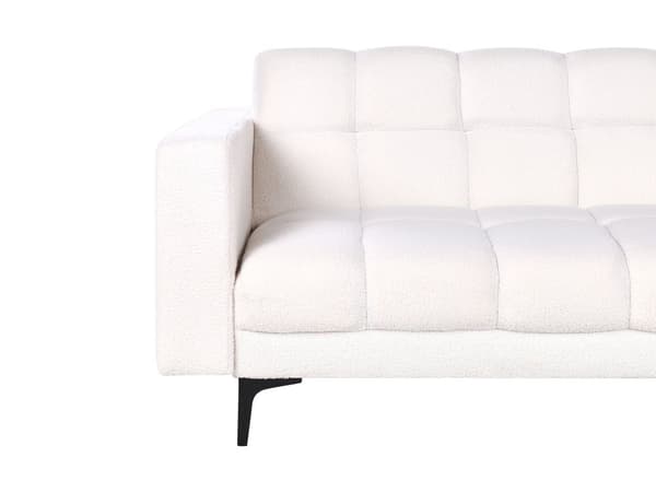 Hjørnesofa Hvit Bouclé 4-seter Høyrevendt Svarte ben Justerbart rygglene med 3 stillinger Klikk-klakk-mekanisme Moderne design