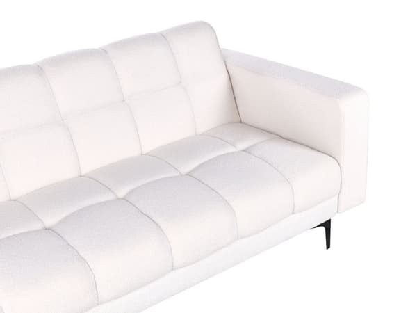 Hjørnesofa Hvit Bouclé 4-seter Høyrevendt Svarte ben Justerbart rygglene med 3 stillinger Klikk-klakk-mekanisme Moderne design