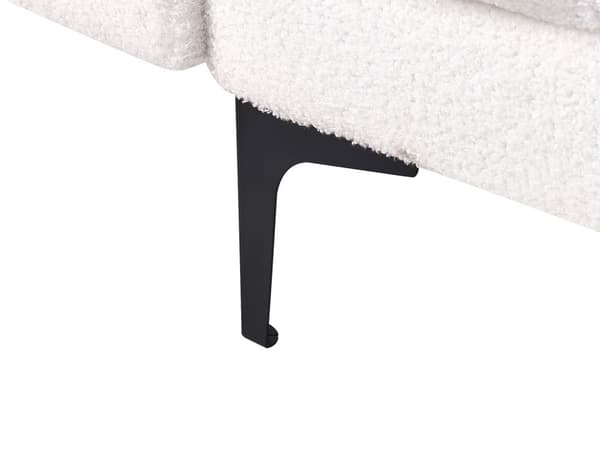 Hjørnesofa Hvit Bouclé 4-seter Høyrevendt Svarte ben Justerbart rygglene med 3 stillinger Klikk-klakk-mekanisme Moderne design
