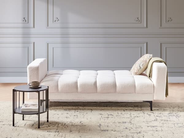 Sovesofa Hvid Boucle 3 Personers Moderne Blød Sofa Sofaseng Tre Personers Designsofa Praktisk Splitback Stofsofa God Liggekomfort