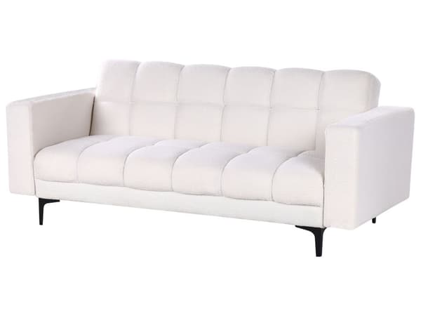Sovesofa Hvid Boucle 3 Personers Moderne Blød Sofa Sofaseng Tre Personers Designsofa Praktisk Splitback Stofsofa God Liggekomfort