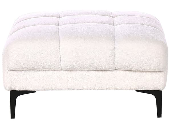 Sovesofa med Chaiselong Hvid Boucle 4 Personers Sofa L Formet Hjørnesofa med Fodskammel Dyb Sofaseng Stofsofa Design Hjørnesovesofa