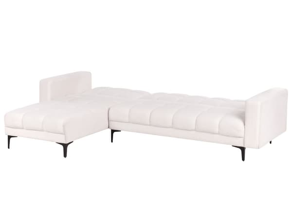 Sovesofa med Chaiselong Hvid Boucle 4 Personers Sofa L Formet Hjørnesofa Dyb Sofaseng Blød Stofsofa Design Hjørnesovesofa Højrevendt