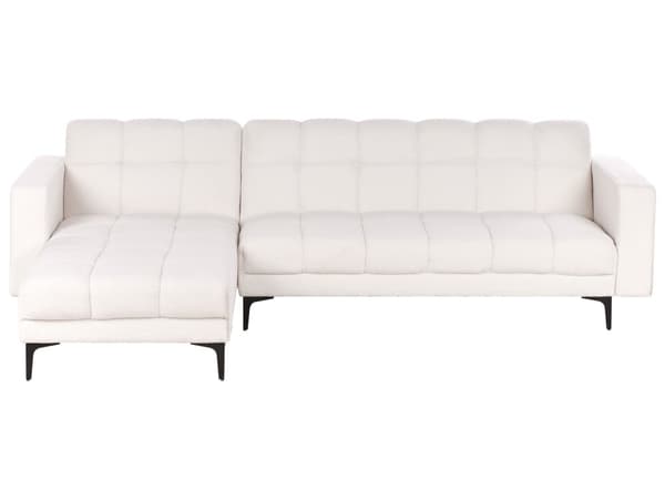 Sovesofa med Chaiselong Hvid Boucle 4 Personers Sofa L Formet Hjørnesofa Dyb Sofaseng Blød Stofsofa Design Hjørnesovesofa Højrevendt