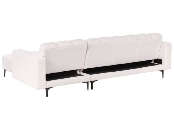 Sovesofa med Chaiselong Hvid Boucle 4 Personers Sofa L Formet Hjørnesofa Dyb Sofaseng Blød Stofsofa Design Hjørnesovesofa Venstrevendt