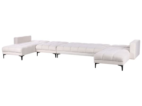 Sovesofa Hvid Boucle 6 Personers Moderne Blød U Sofa Sofaseng Fem Personers Designsofa Chaiselong Splitback Stofsofa God Liggekomfort