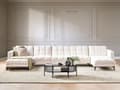 Miniatyrbillede 2 af 11: Sovesofa Hvid Boucle 6 Personers Moderne Blød U Sofa Sofaseng Fem Personers Designsofa Chaiselong Splitback Stofsofa God Liggekomfort