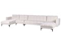 Miniatyrbillede 1 af 11: Sovesofa Hvid Boucle 6 Personers Moderne Blød U Sofa Sofaseng Fem Personers Designsofa Chaiselong Splitback Stofsofa God Liggekomfort