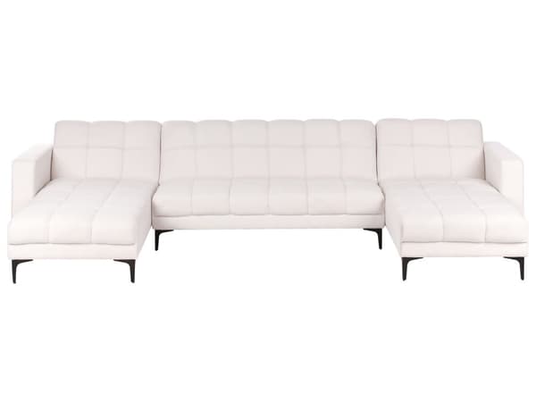 Sovesofa Hvid Boucle 5 Personers Moderne Blød U Sofa Sofaseng Fem Personers Designsofa Chaiselong Splitback Stofsofa God Liggekomfort