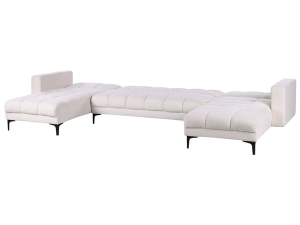 Sovesofa Hvid Boucle 5 Personers Moderne Blød U Sofa Sofaseng Fem Personers Designsofa Chaiselong Splitback Stofsofa God Liggekomfort
