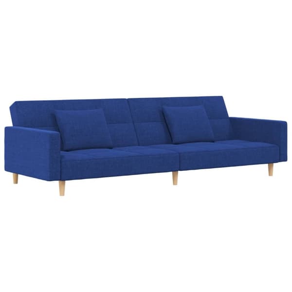 Bäddsoffa 2-sits med två kuddar blå tyg