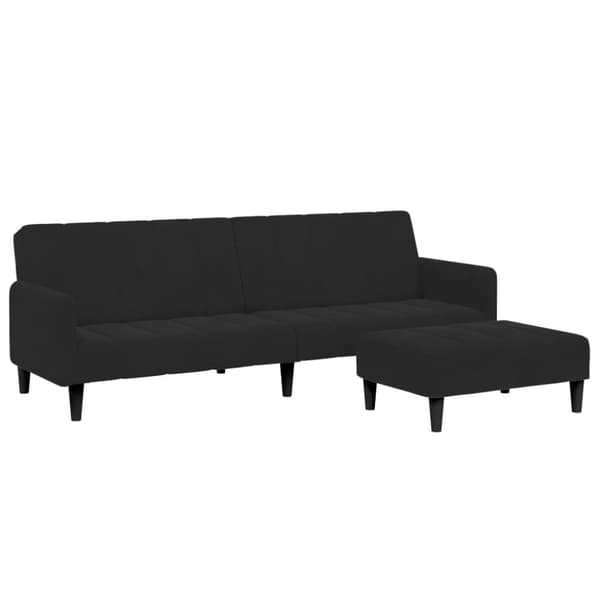 Bäddsoffa 2-sits med fotpall svart sammet