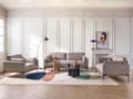 Miniatyrbillede 4 af 11: Sofa Taupe Polyester 2 Personers Tyk Polstret Dyb Blød Stofsofa til Stuen Moderne Inspiration Stue Møbel Moderne